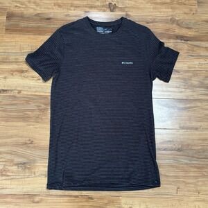 Columbia Shirt Mens Medium‎ Charcoal Short Sleeve Outdoor Hiking Striped Casual
